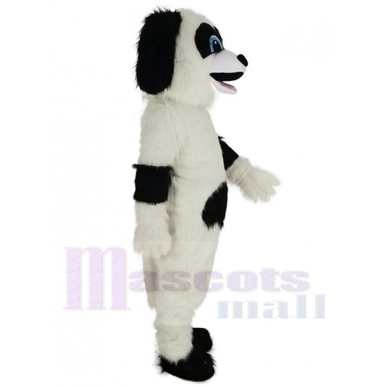 Black and White Sheepdog Mascot Costume Animal with Blue Eyes