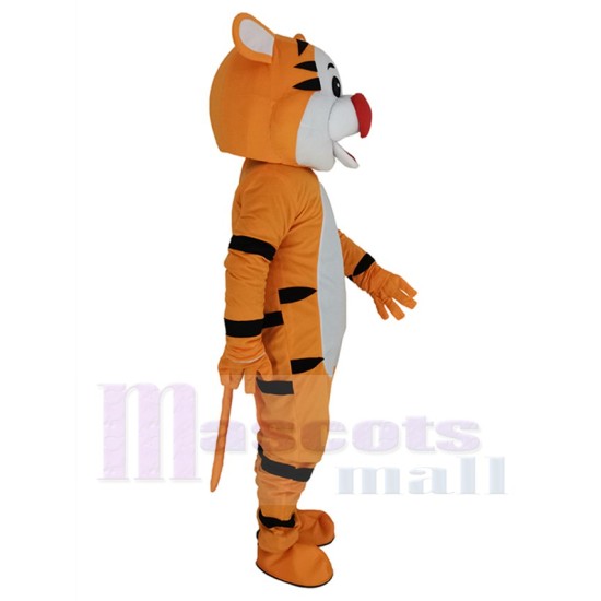 Orangefarbener Tiger Maskottchen-Kostüm Tier mit roter großer Nase