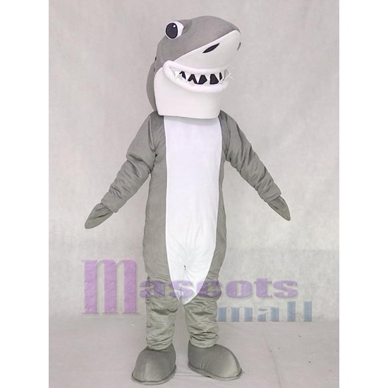 Gray-and-White Shark Mascot Costume
