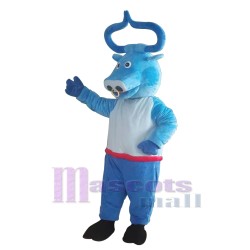 Blue Curved-Horned Bull Ox Mascot Costume Animal