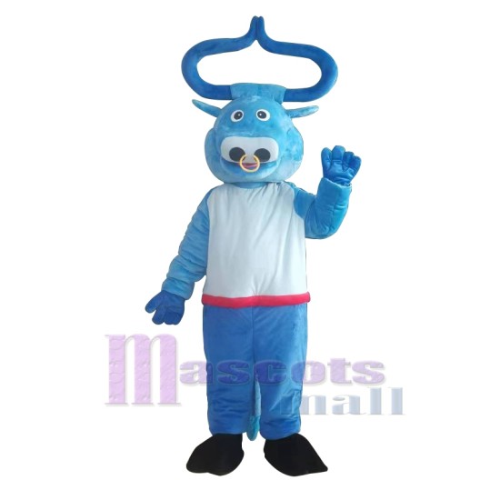 Buey toro de cuernos curvos azul Disfraz de mascota Animal