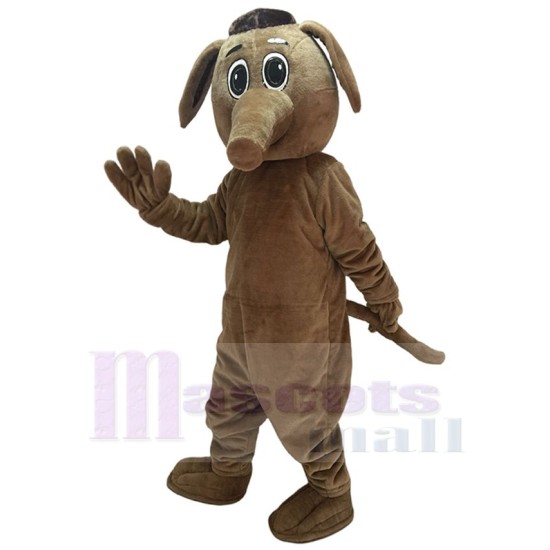 Cute Brown Comic Aardvark Mascot Costume