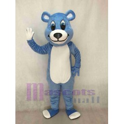 White-Bellied Blue Bear with Blue Eyes Mascot Costume 