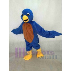 Nuevo pájaro azul realista con pico amarillo Disfraz de mascota