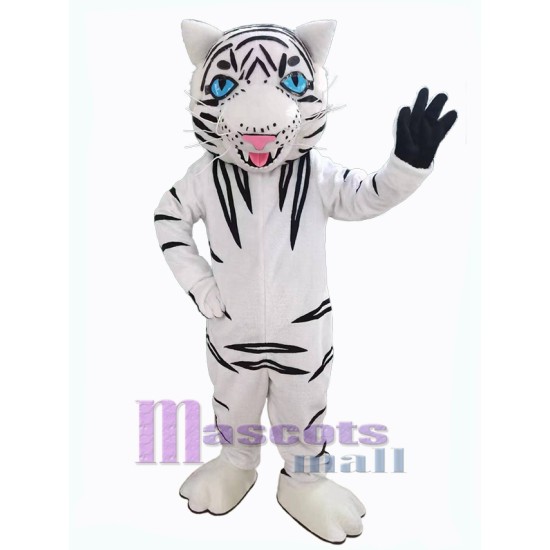 Ferocious White Albino Tiger Mascot Costume Animal