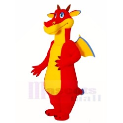 Red Dragon with Blue Wings Mascot Costume