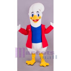 Sparkling Goose in Red Jacket Mascot Costume Animal