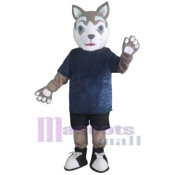 Husky in Dark Mascot Costume Animal