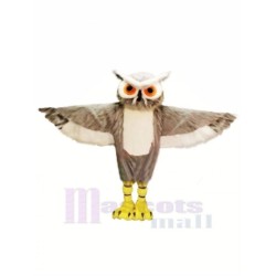 Grey Owl with Big Eyes Mascot Costume