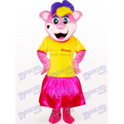 Yellow Female Pipi Bear With Logo Plush Adult Mascot Costume