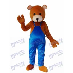 Teddybär im Overall Maskottchenkostüm