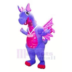 Blue Dragon with Purple Wings Mascot Costume