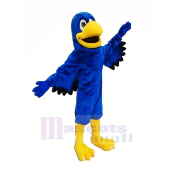 Blauer Falke mit schwarzen Flügeln Maskottchenkostüm
