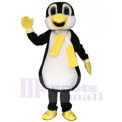 Pingouin avec foulard jaune et blanc Mascotte Costume