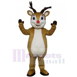 Mignon renne Rudolph au nez rouge Mascotte Costume