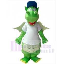 Dragón Verde en Jersey Blanco Disfraz de mascota Animal