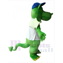 Dragón Verde en Jersey Blanco Disfraz de mascota Animal