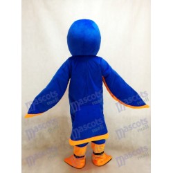 Freundlicher königsblauer und orangefarbener Falke Maskottchenkostüm