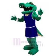 Leistungsstarker Alligator in marineblauer Uniform Maskottchen-Kostüm Tier