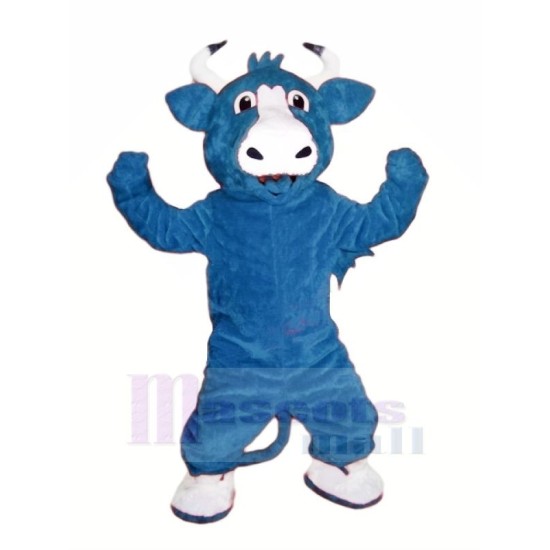 Happy Blue Bull Mascot Costume