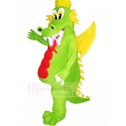 Dragon vert aux ailes jaunes Mascotte Costume Dessin animé