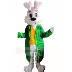 Easter Bunny Rabbit in Green Coat Mascot Costume