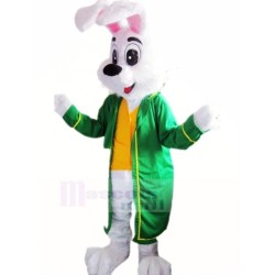 Easter Bunny Rabbit in Green Coat Mascot Costume