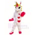 White Unicorn with Hearts and Colorful Horn Mascot Costume