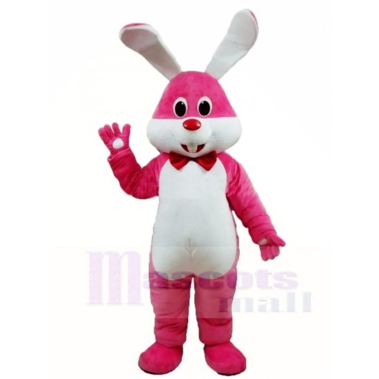 Conejo rosa conejito de pascua con lazo Disfraz de mascota