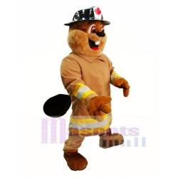 Beaver in Hat Mascot Costume