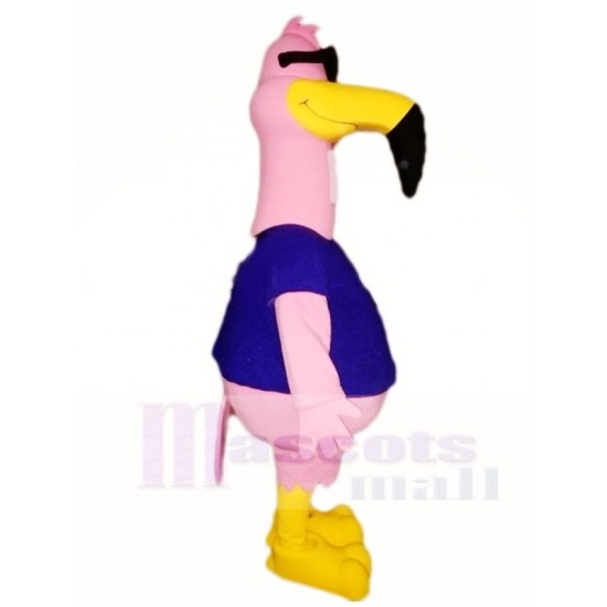 Cool Pink Flamingo with Sunglasses Mascot Costume Bird Animal