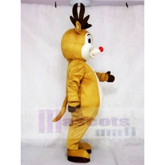 Niedliches Rudolph-Rentier mit roter Nase Maskottchenkostüm