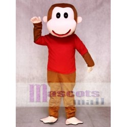 Happy Monkey in Red Shirt Mascot Costume Animal