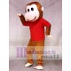 Glücklicher Affe im roten Hemd Maskottchenkostüm Tier