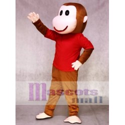 Mono feliz en camisa roja Disfraz de mascota Animal
