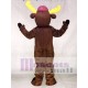 Lindo alce cazador marrón oscuro con sombrero Disfraz de mascota