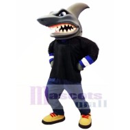 Lindo tiburón de camisa negra Disfraz de mascota