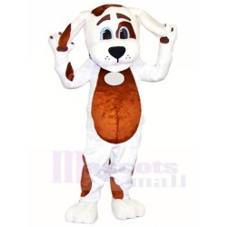 White Dog with Brown Belly Mascot Costume Animal