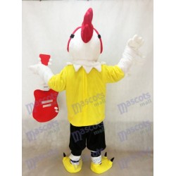 Rooster with Guitar Rockin Chicken Mascot Costume