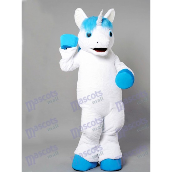 New Unicorn With Blue Mane Mascot Costume