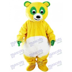 Yellow Bear with Green Eyes Mascot Costume Cartoon Animal