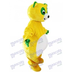 Yellow Bear with Green Eyes Mascot Costume Cartoon Animal