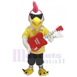 Rooster with Guitar Rockin Chicken Mascot Costume