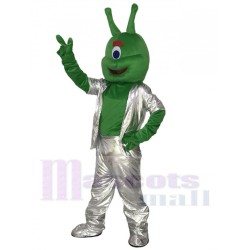 Einäugiger Außerirdischer im silbernen Anzug Maskottchenkostüm