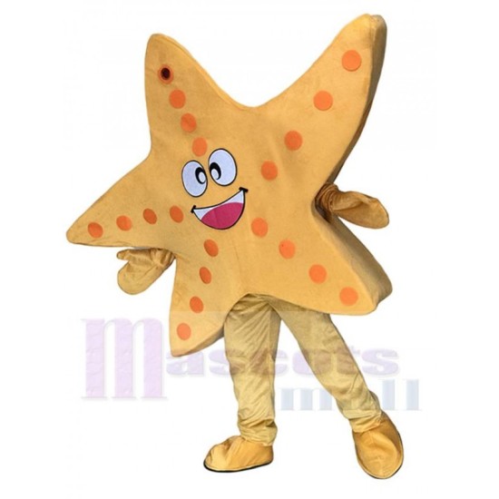 Smiling Yellow Starfish Mascot Costume