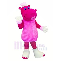 Hippopotame rose en robe Mascotte Costume