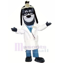 Doctor Hound Dog with Glasses Mascot Costume