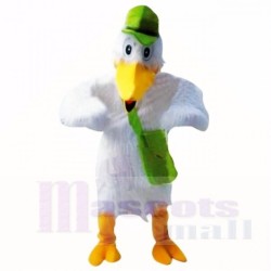 Stork with Green Hat Mascot Costume