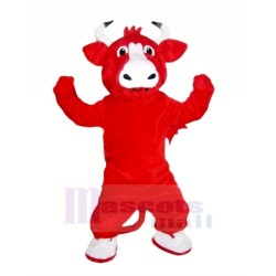 toro rojo feliz Disfraz de mascota