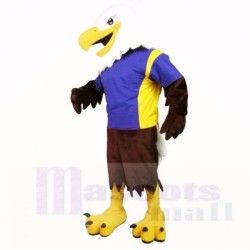 Águila deportiva con camisa azul Disfraz de mascota
